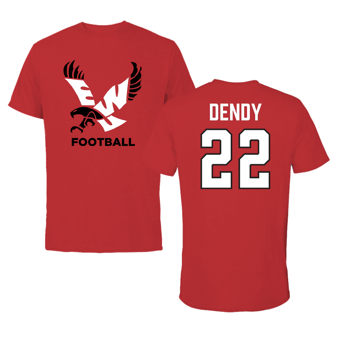Eastern Washington University Football Red Tee - #22 Amir Dendy