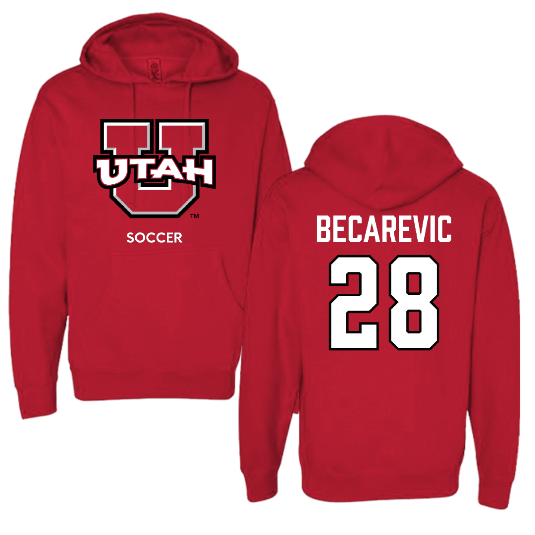University of Utah Soccer (W) Red Utes Hoodie - #28 Mia Becarevic