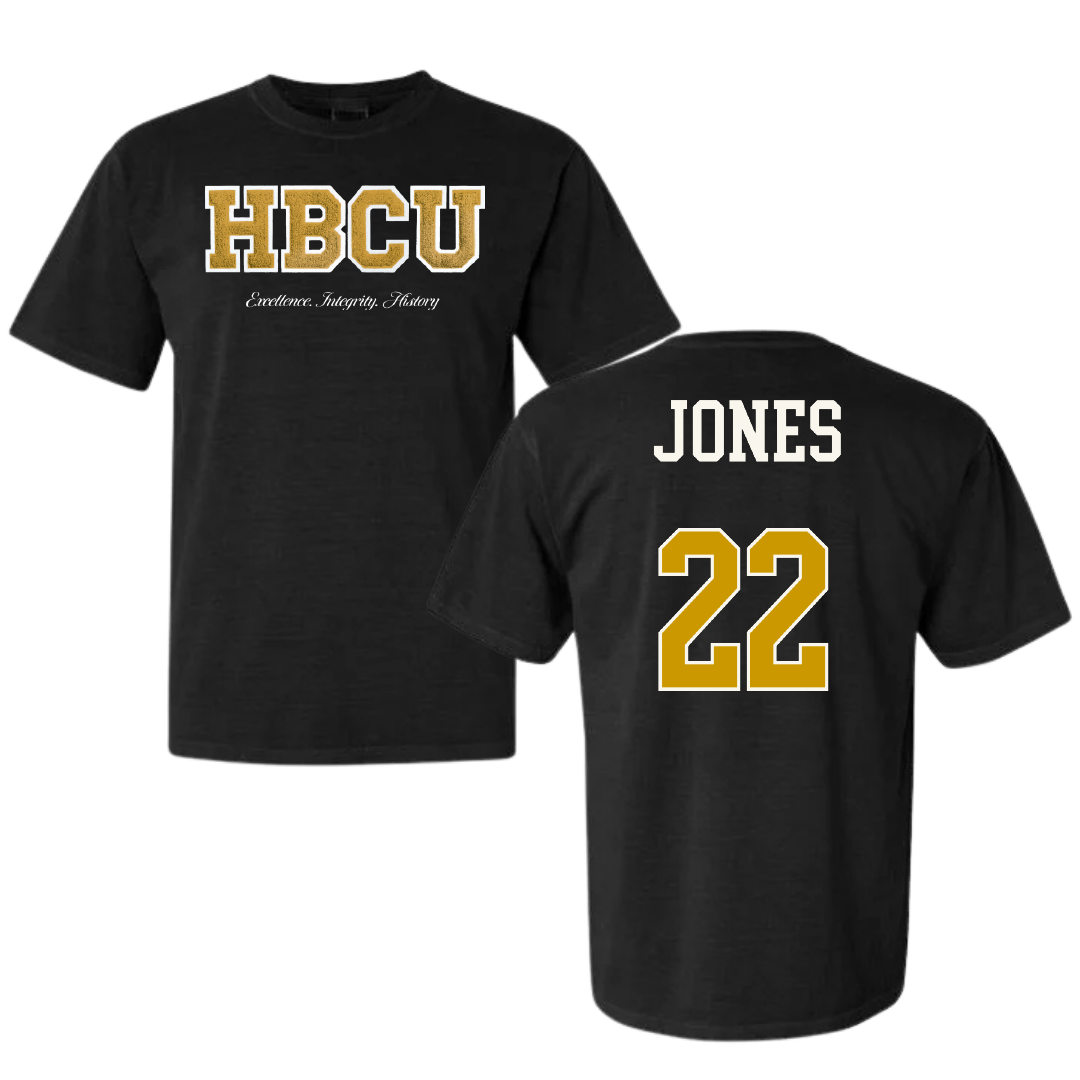 Alabama State University Soccer (W) Black HBCU Varsity Comfort Colors Tee - #22 Summer Jones