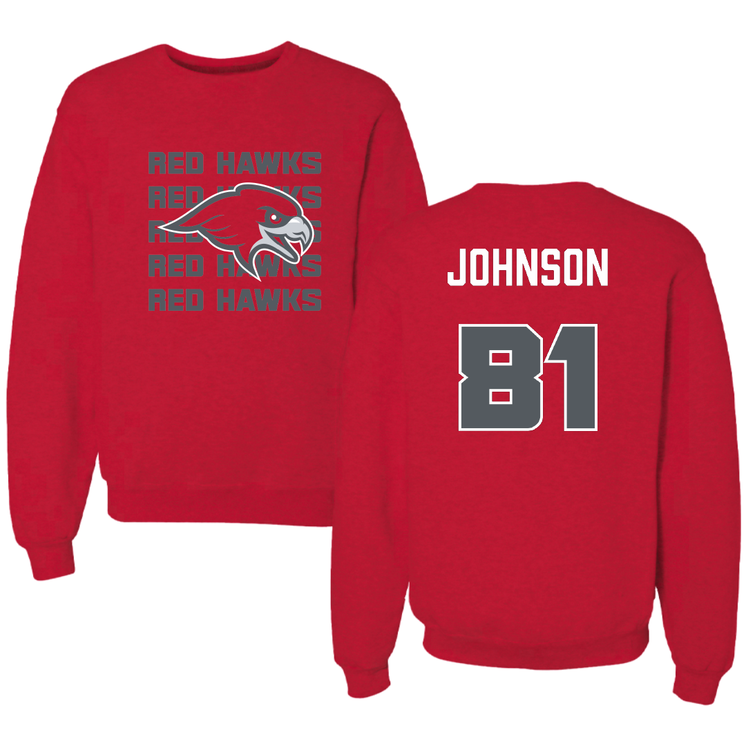 Montclair State University Football Red General Crewneck - #81 Brandon Johnson