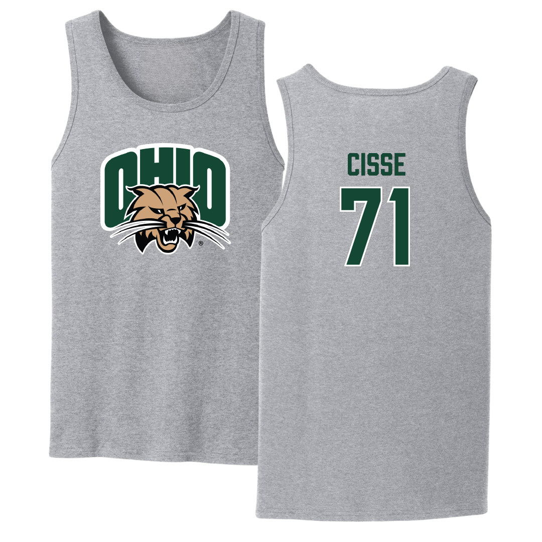 Ohio University Football Sport Gray Tank Top - #71 Tigana Cisse
