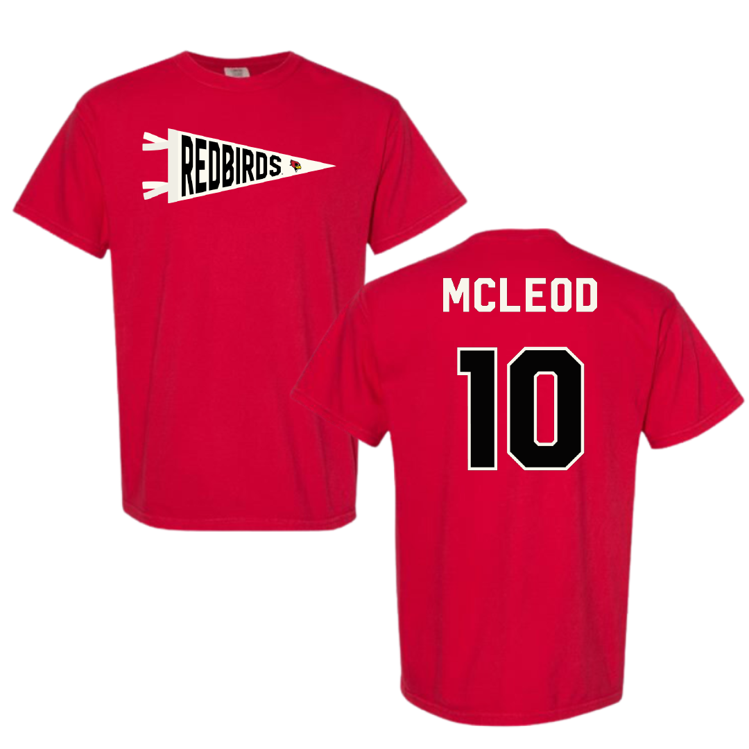 Illinois State University Softball Red Pennant Comfort Colors Tee - #10 Paige McLeod