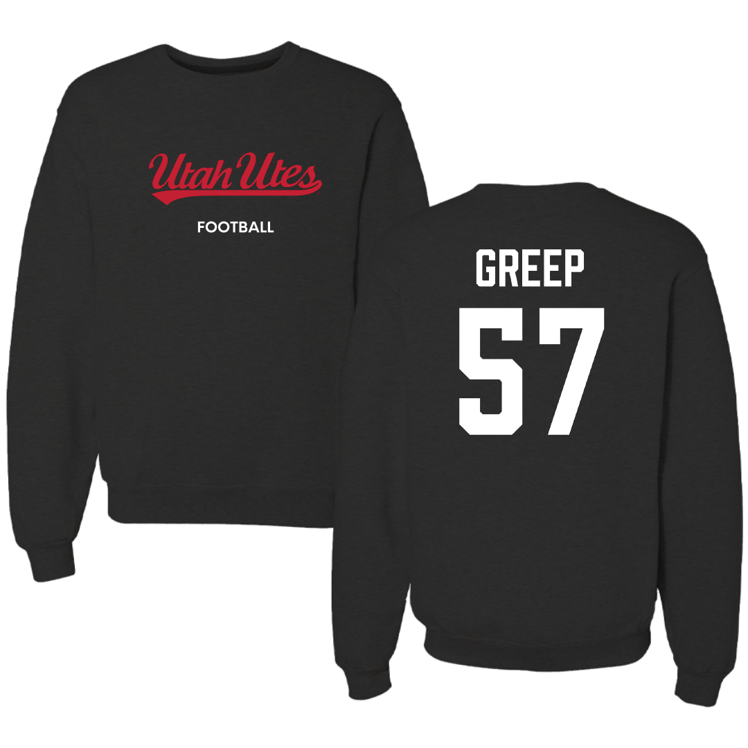 University of Utah Football Black Crewneck - #57 JT Greep