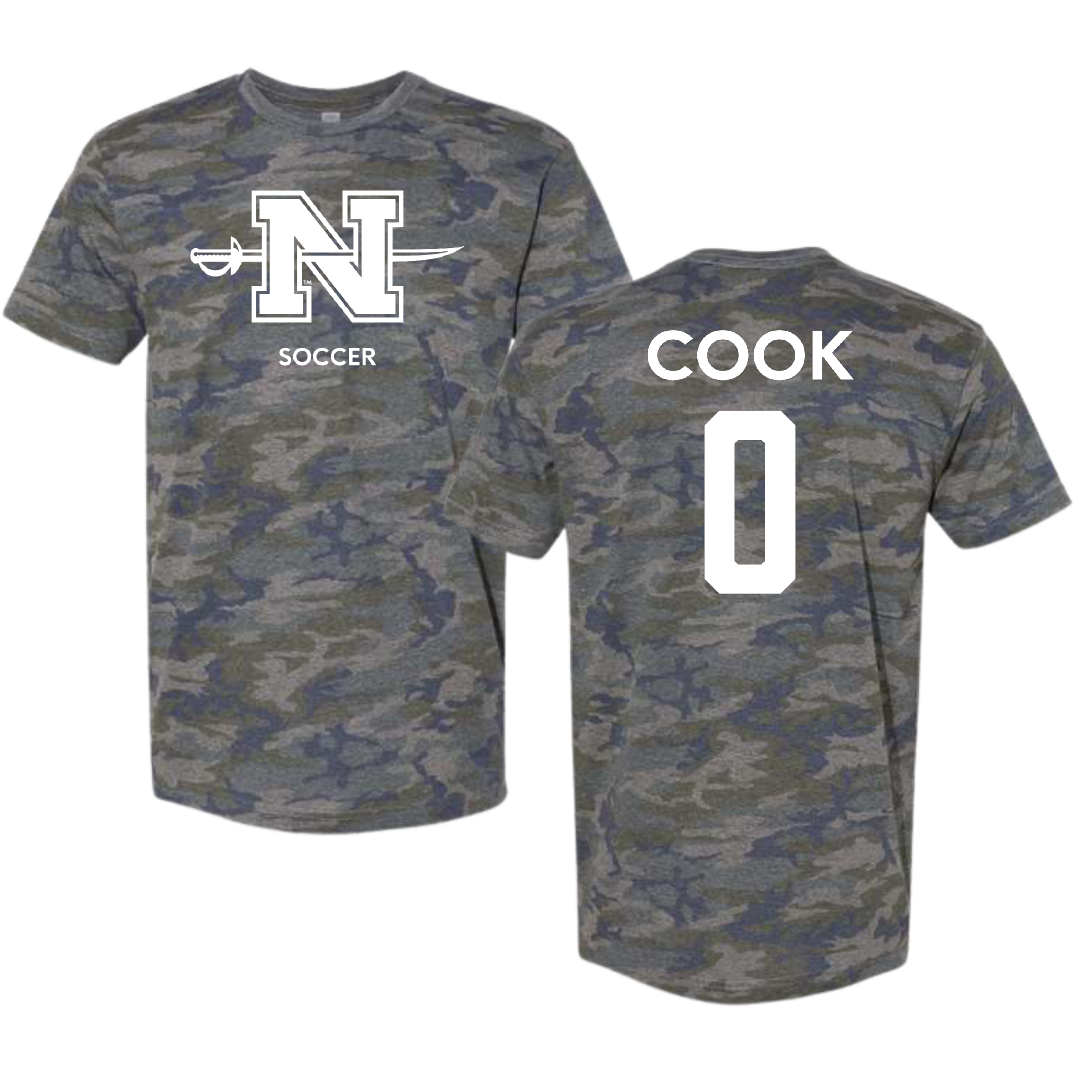 Nicholls State University Soccer (W) Vintage Camo Tee - #0 Megan Cook