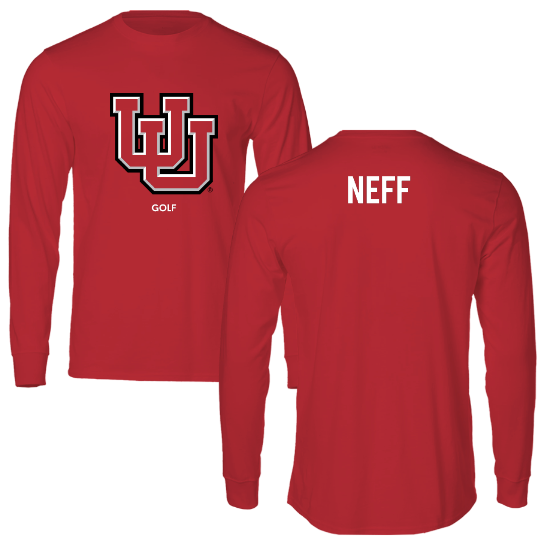 University of Utah Golf (M) Red Block Long Sleeve - Zack Neff