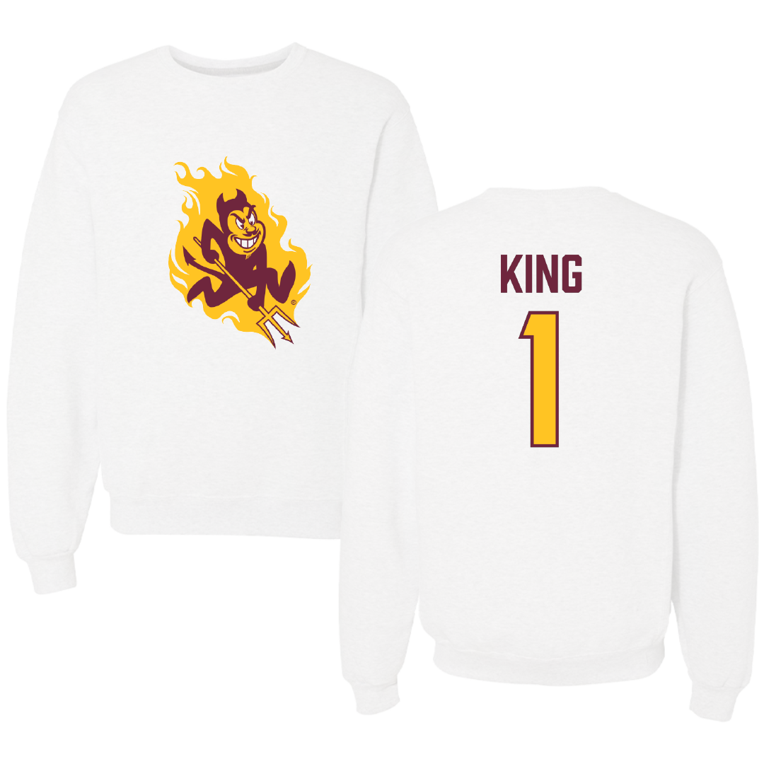 Arizona State University Baseball White Crewneck - #1 Matt King