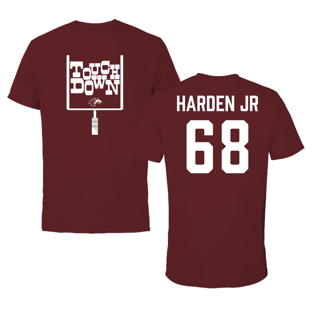 Southern Illinois University at Carbondale Football Maroon Touchdown Tee - #68 Derek Harden Jr