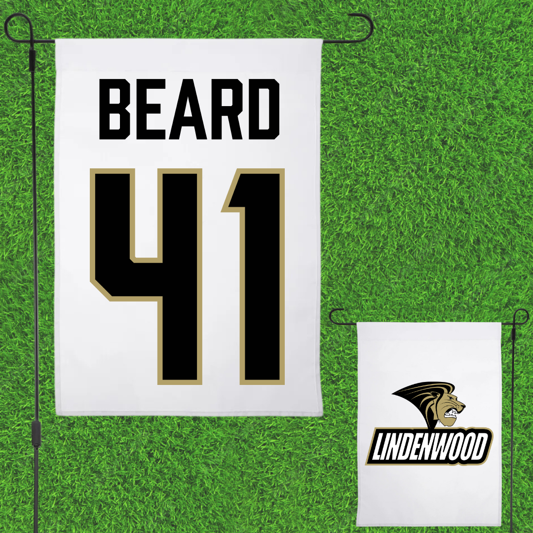 Lindenwood University Football White Garden Flag - #41 Ethan Beard