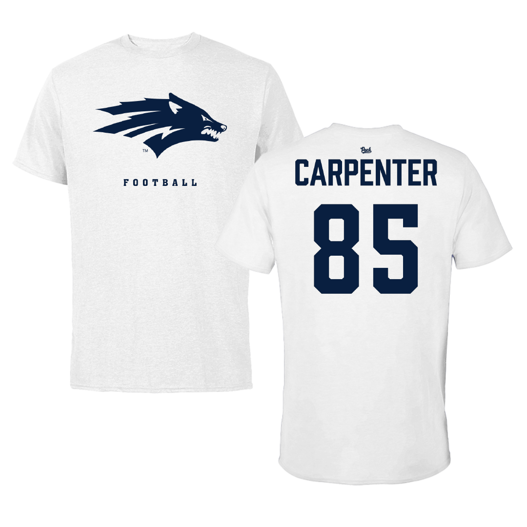 University of Nevada Football White Tee - #85 Jett Carpenter
