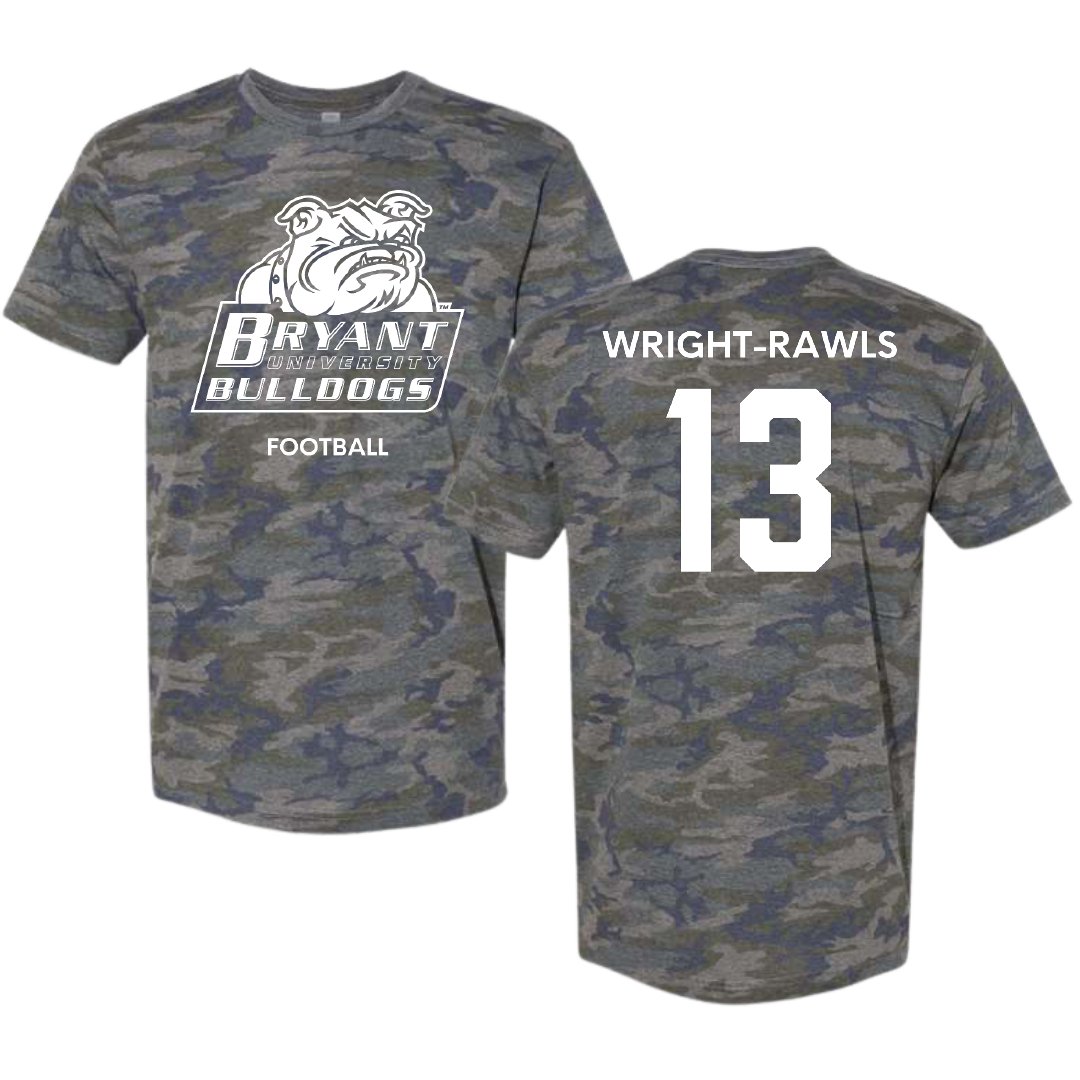Bryant University Football Vintage Camo Tee - #13 Taylor Wright-Rawls