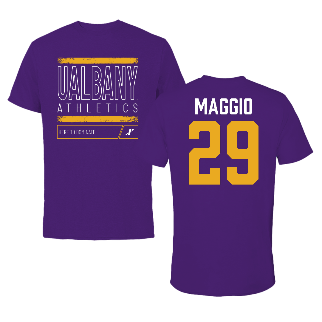 University at Albany Baseball Purple Dominate Performance Tee - #29 Michael Maggio
