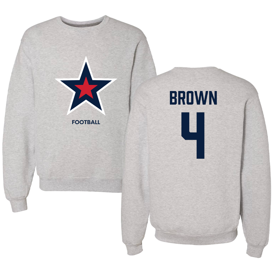 Robert Morris University Football Light Gray Crewneck - #4 Tony Brown