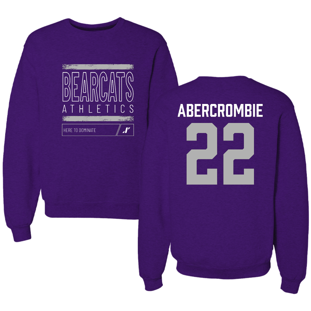 Southwest Baptist University Football Purple Dominate Crewneck - #22 Jordan Abercrombie