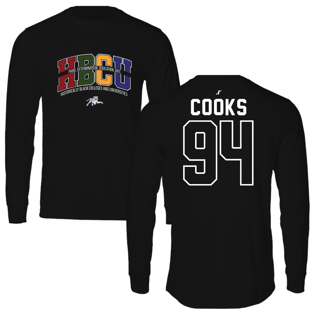 Jackson State University Football Black HBCU Performance Long Sleeve - #94 Stanley Cooks