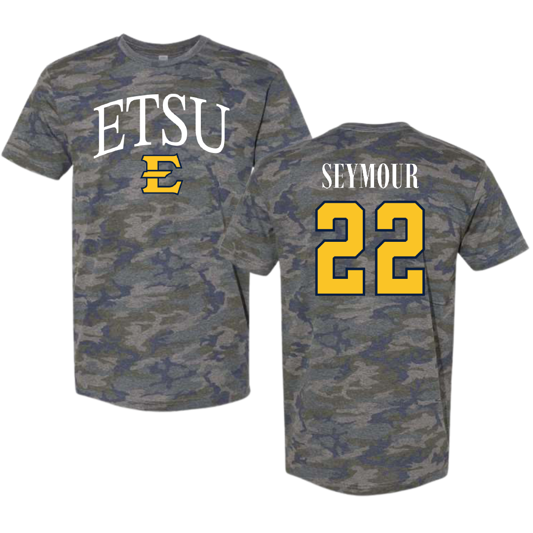 East Tennessee State University Basketball Vintage Camo Tee - #22 Jaden Seymour