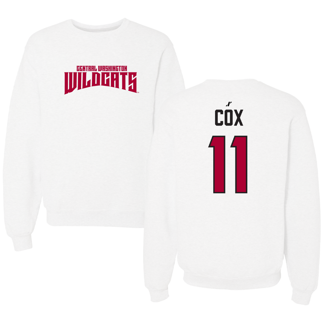 Central Washington University Volleyball White Classic Crewneck - #11 Lacy Cox