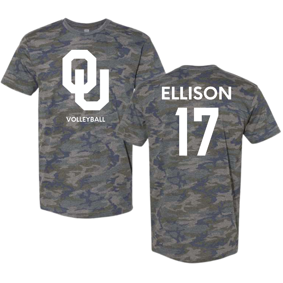 University of Oklahoma Volleyball (W) Vintage Camo Tee - #17 Daleigh Ellison