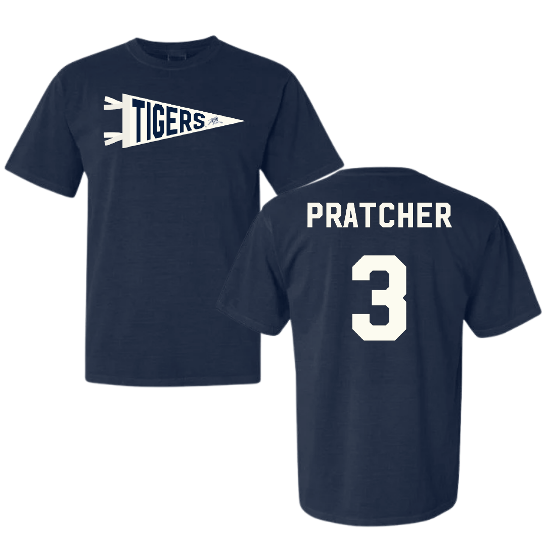 Jackson State University Basketball Navy Pennant Comfort Colors Tee - #3 Mya Pratcher