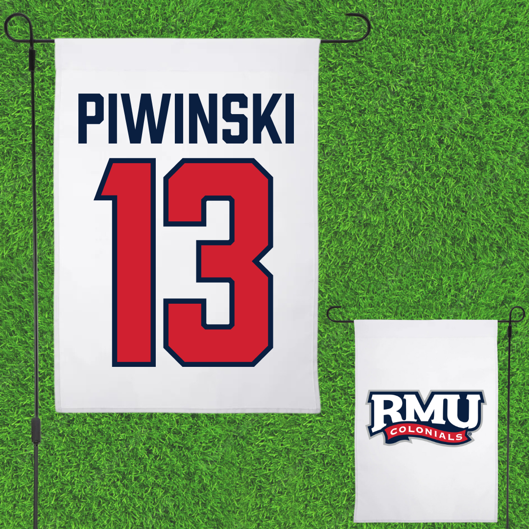 Robert Morris University Lacrosse White Garden Flag - #13 Parker Piwinski