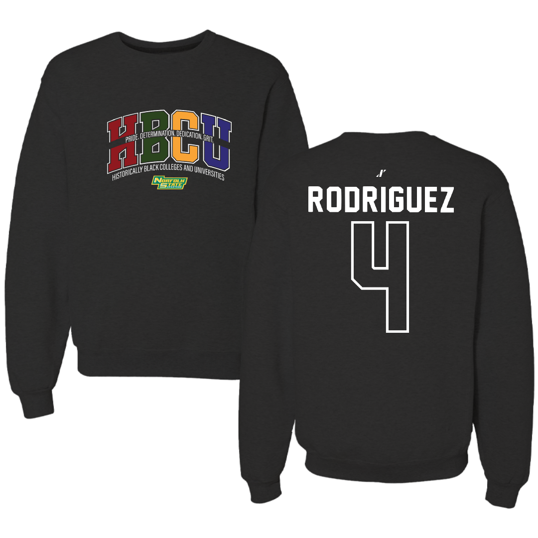 Norfolk State University Baseball Black HBCU Crewneck - #4 Raphael Rodriguez
