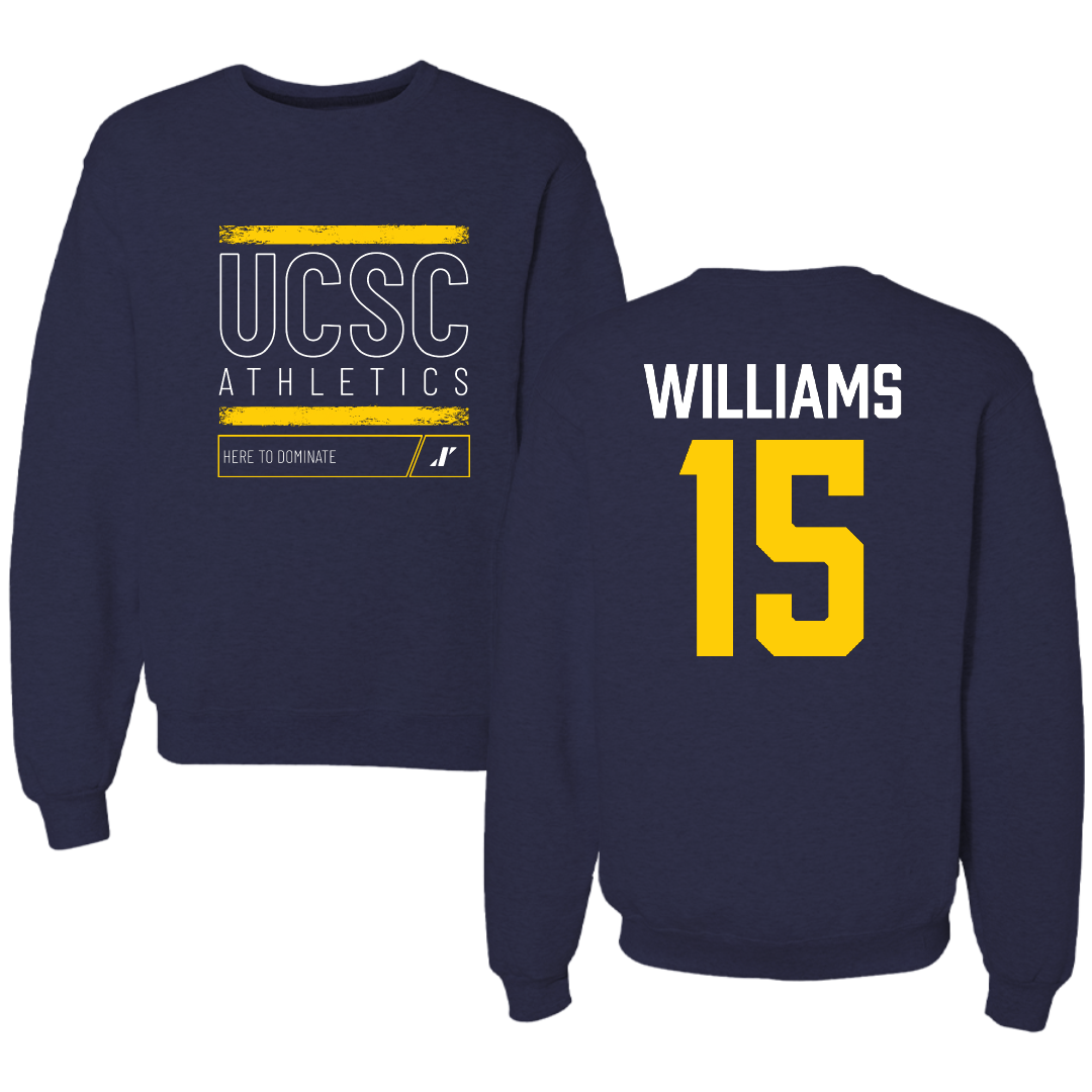 University of California-Santa Cruz Volleyball Navy Dominate Crewneck - #15 Ryan Williams
