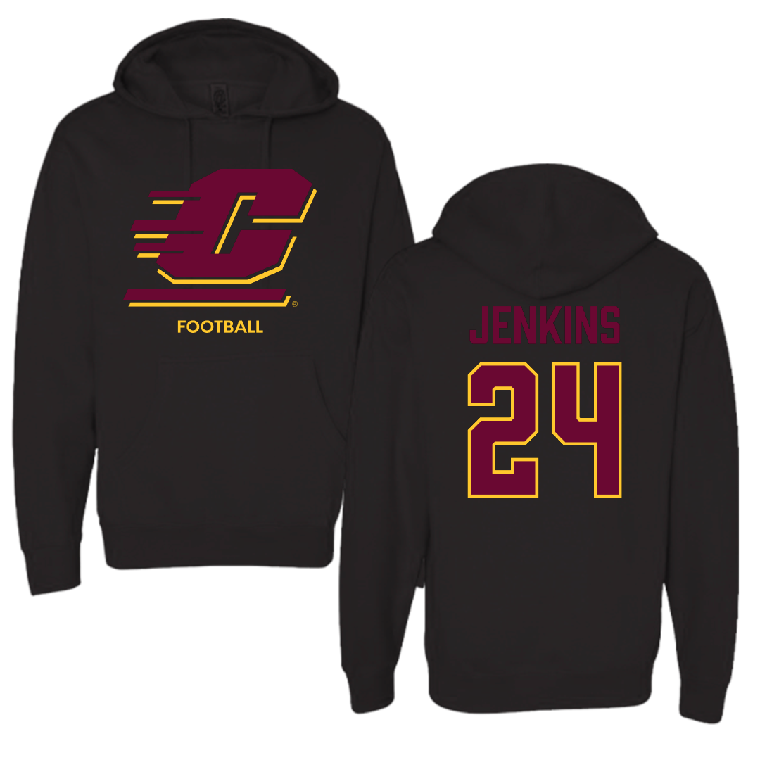 Central Michigan University Football Black Hoodie - #24 Mekhi Jenkins
