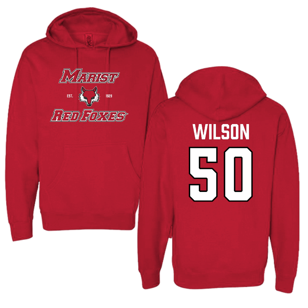 Marist University Football Red General Hoodie - #50 Trevor Wilson