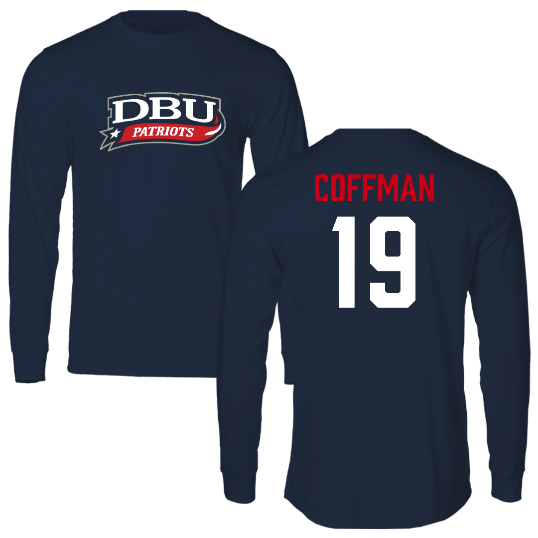 Dallas Baptist University Soccer Navy Performance Long Sleeve - #19 Kylar Coffman