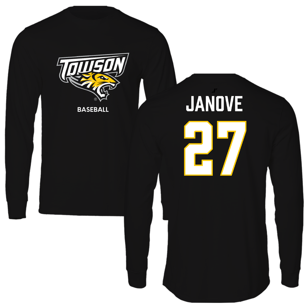 Towson University Baseball Black Performance Long Sleeve - #27 Josh Janove