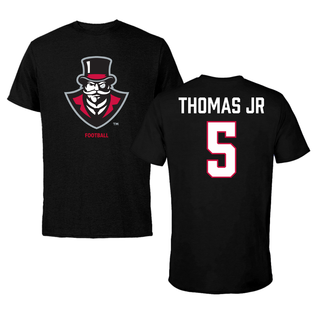 Austin Peay State University Football Black Performance Tee - #5 Rashaud Thomas Jr