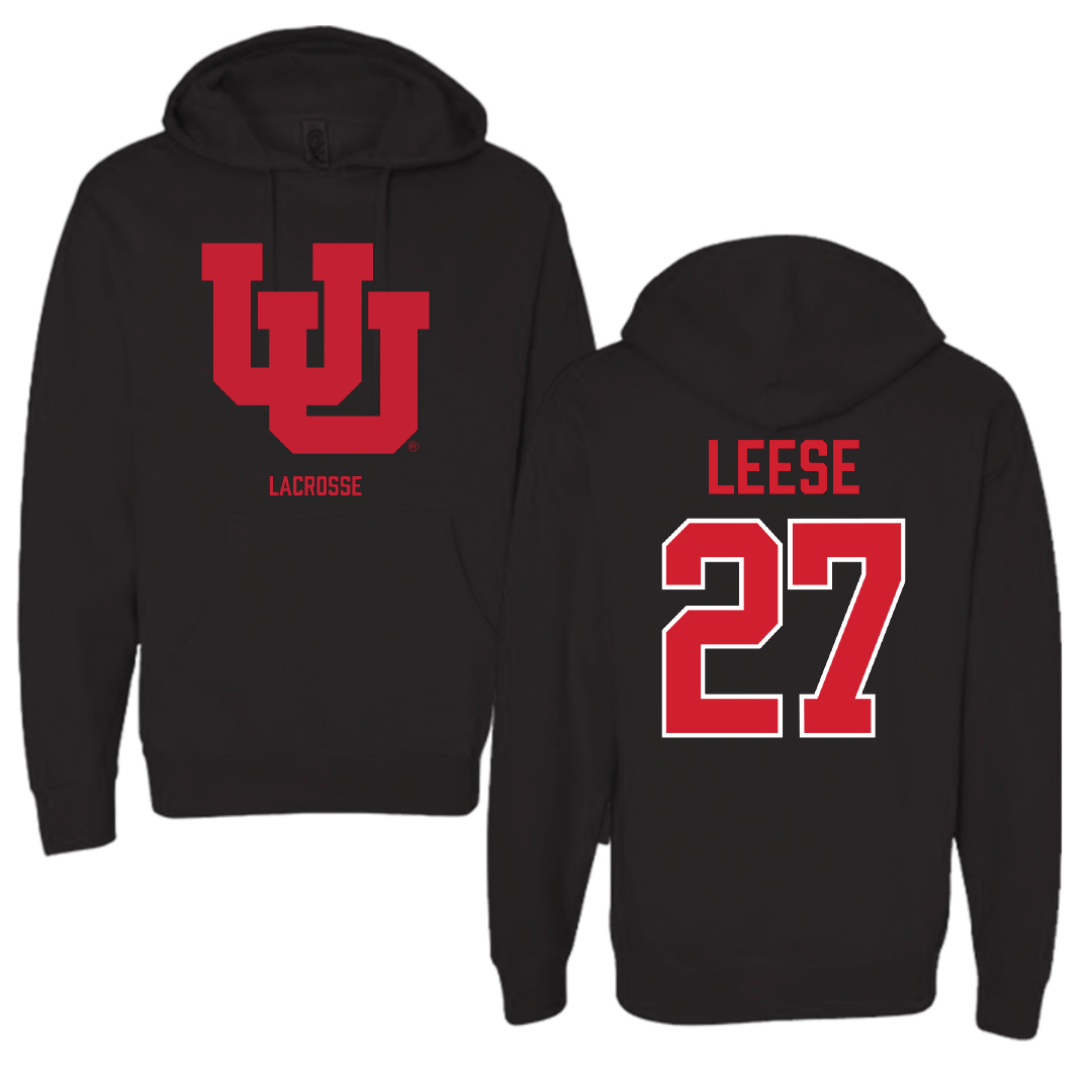 University of Utah Lacrosse (M) Black Block Hoodie - #27 Will Leese