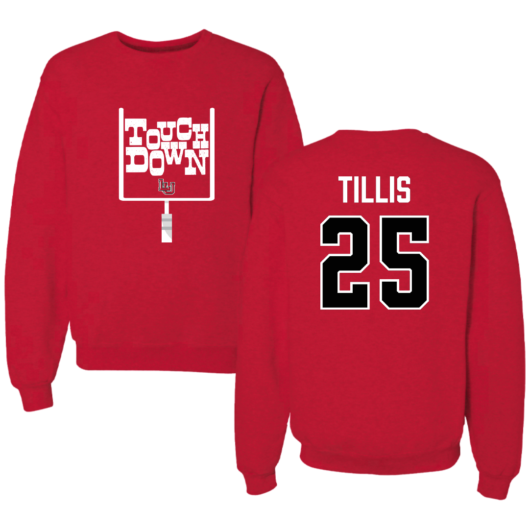 Lamar University Football Red Touchdown Crewneck - #25 Jonavon Tillis