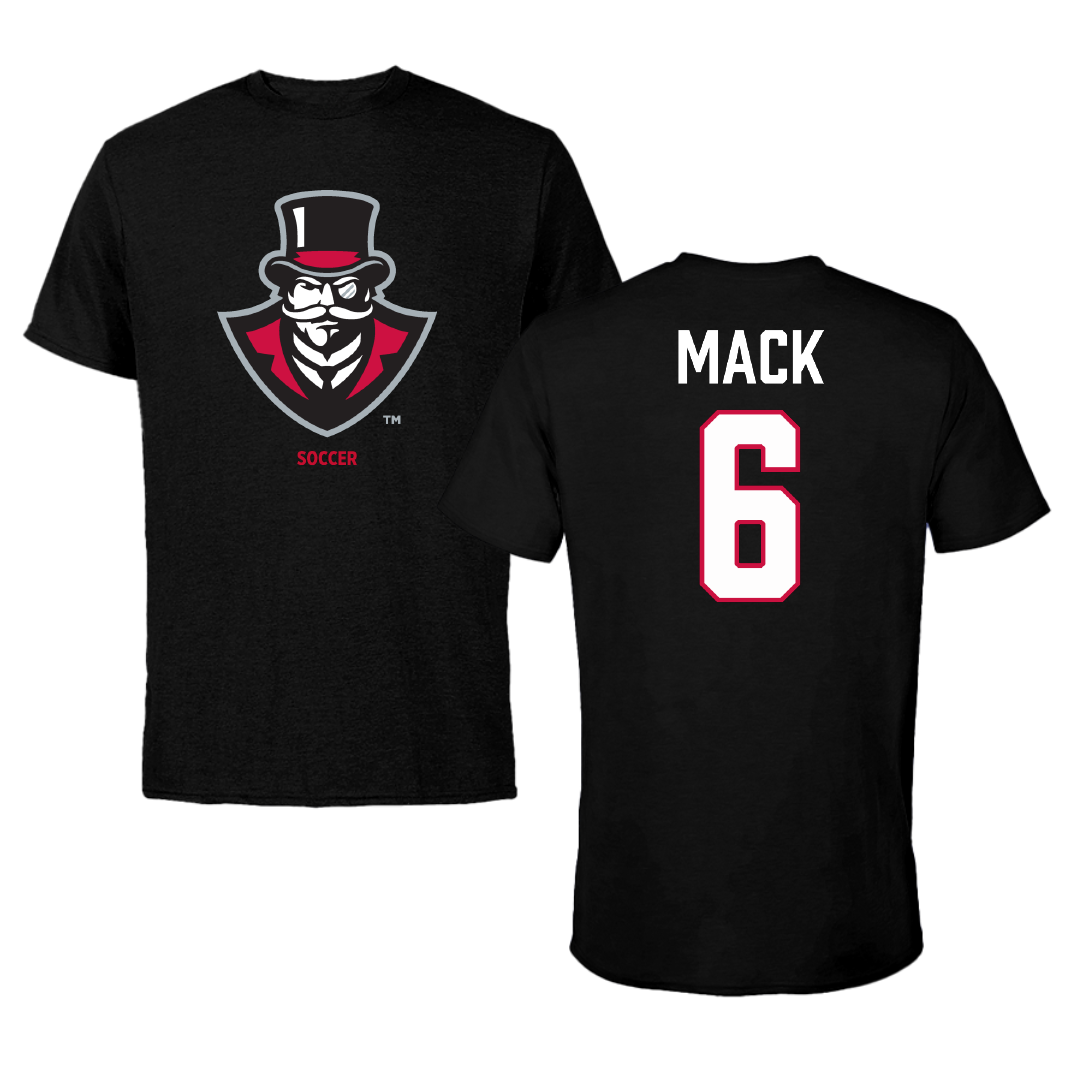 Austin Peay State University Soccer (W) Black Performance Tee - #6 Aniyah Mack