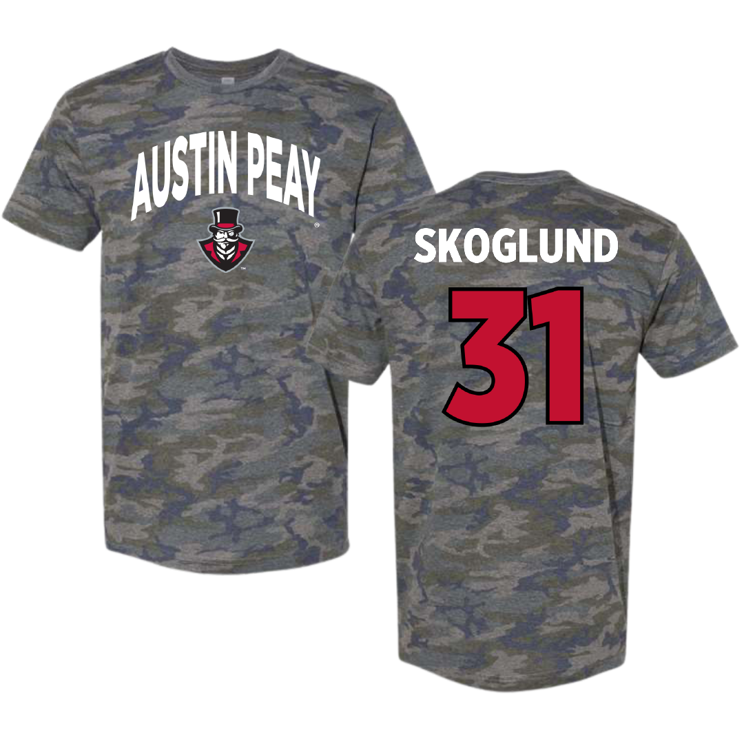 Austin Peay State University Football Vintage Camo Tee - #31 Austin Skoglund