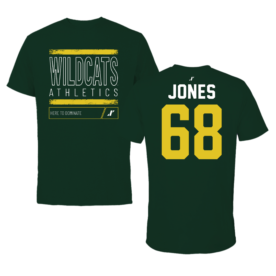 Northern Michigan University Football Forest Green Dominate Performance Tee - #68 Tommy Jones