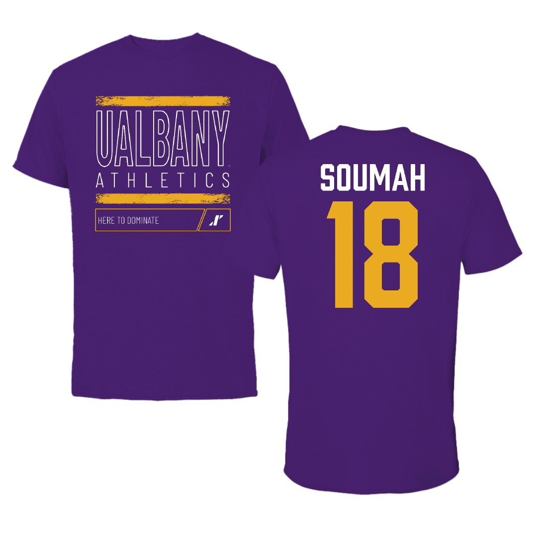 University at Albany Soccer Purple Dominate Performance Tee - #18 Mohamed Soumah