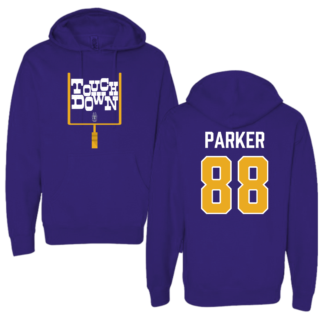 University at Albany Football Purple Touchdown Hoodie - #88 Chad Parker