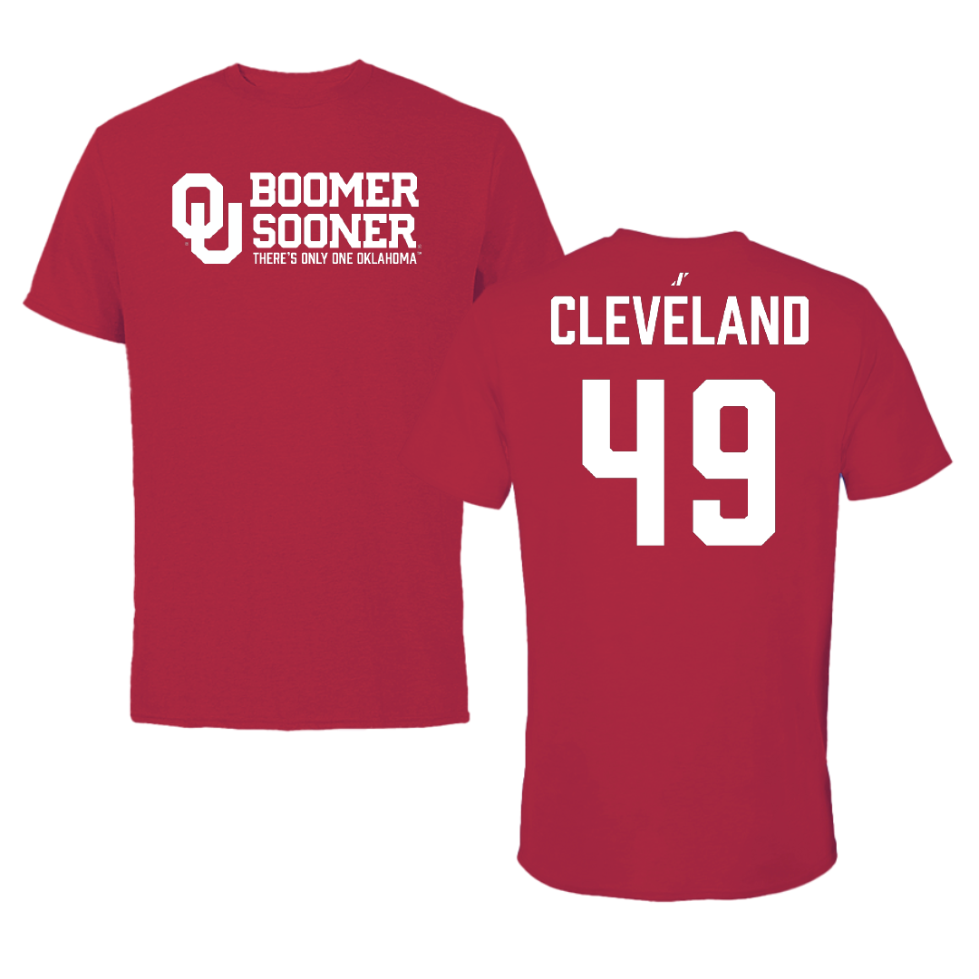 University of Oklahoma Baseball Crimson General Tee - #49 Jackson Cleveland