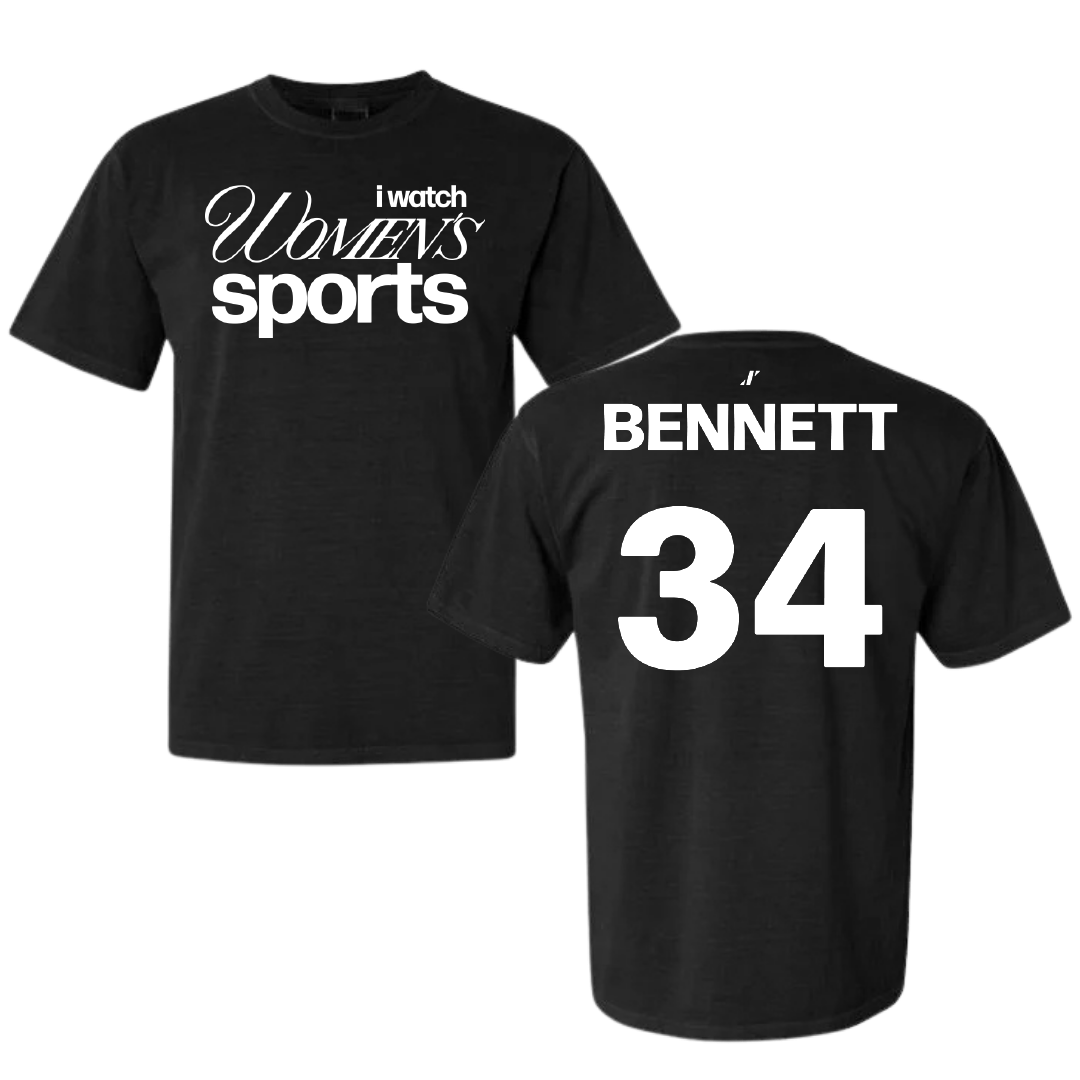 George Mason University Soccer Black WHM Comfort Colors Tee - #34 Jazmine Bennett