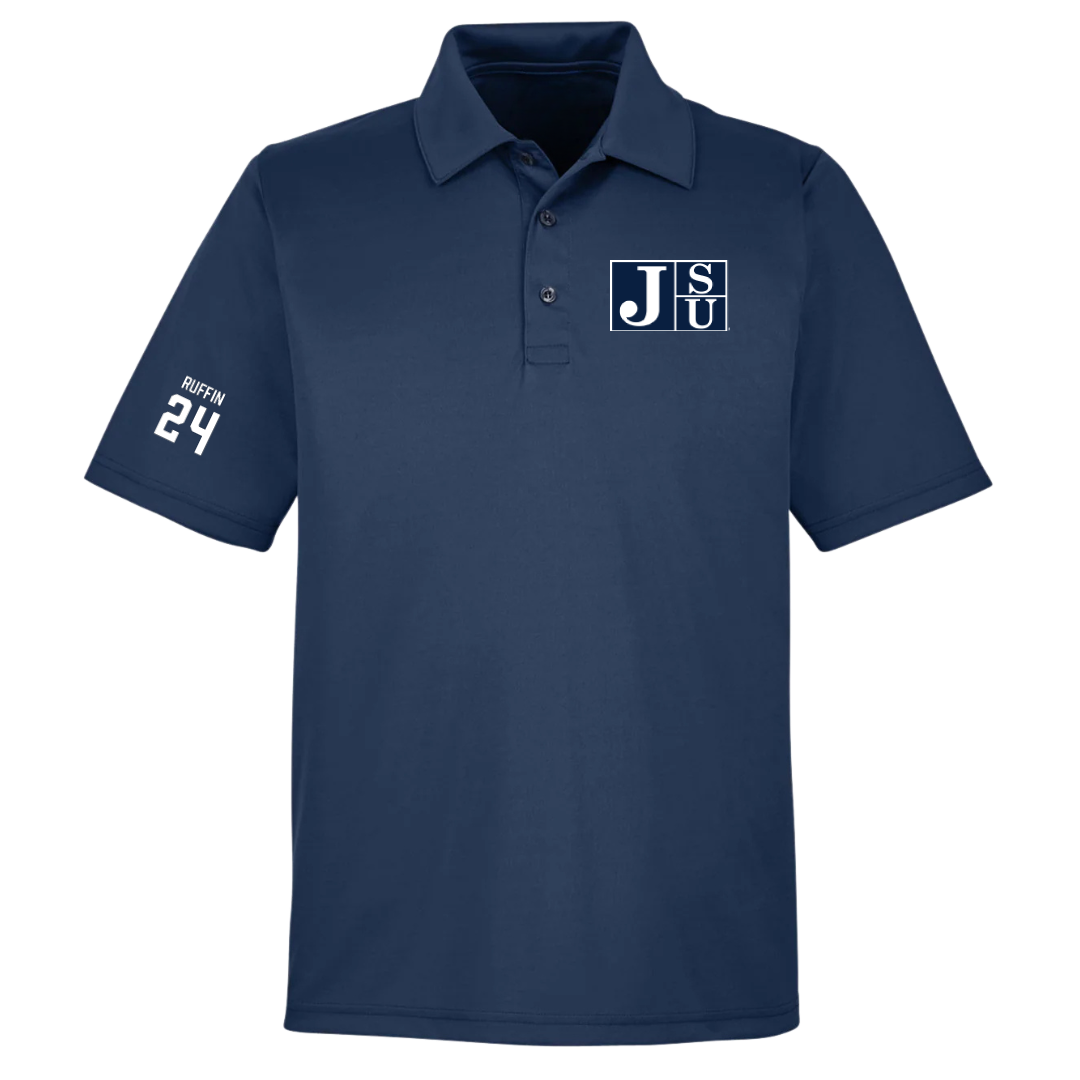 Jackson State University Basketball (M) Navy Polo - #24 Daeshun Ruffin