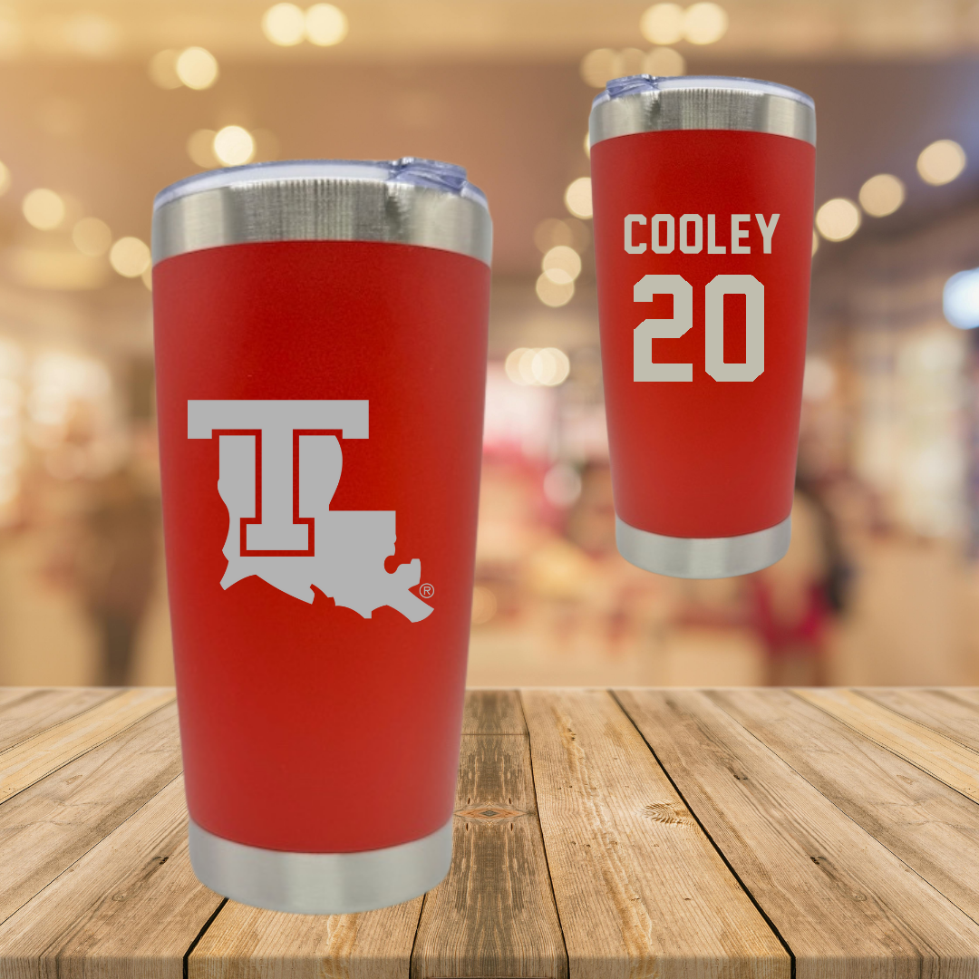 Louisiana Tech University Volleyball Red Stainless Steel Tumbler - #20 Megan Cooley