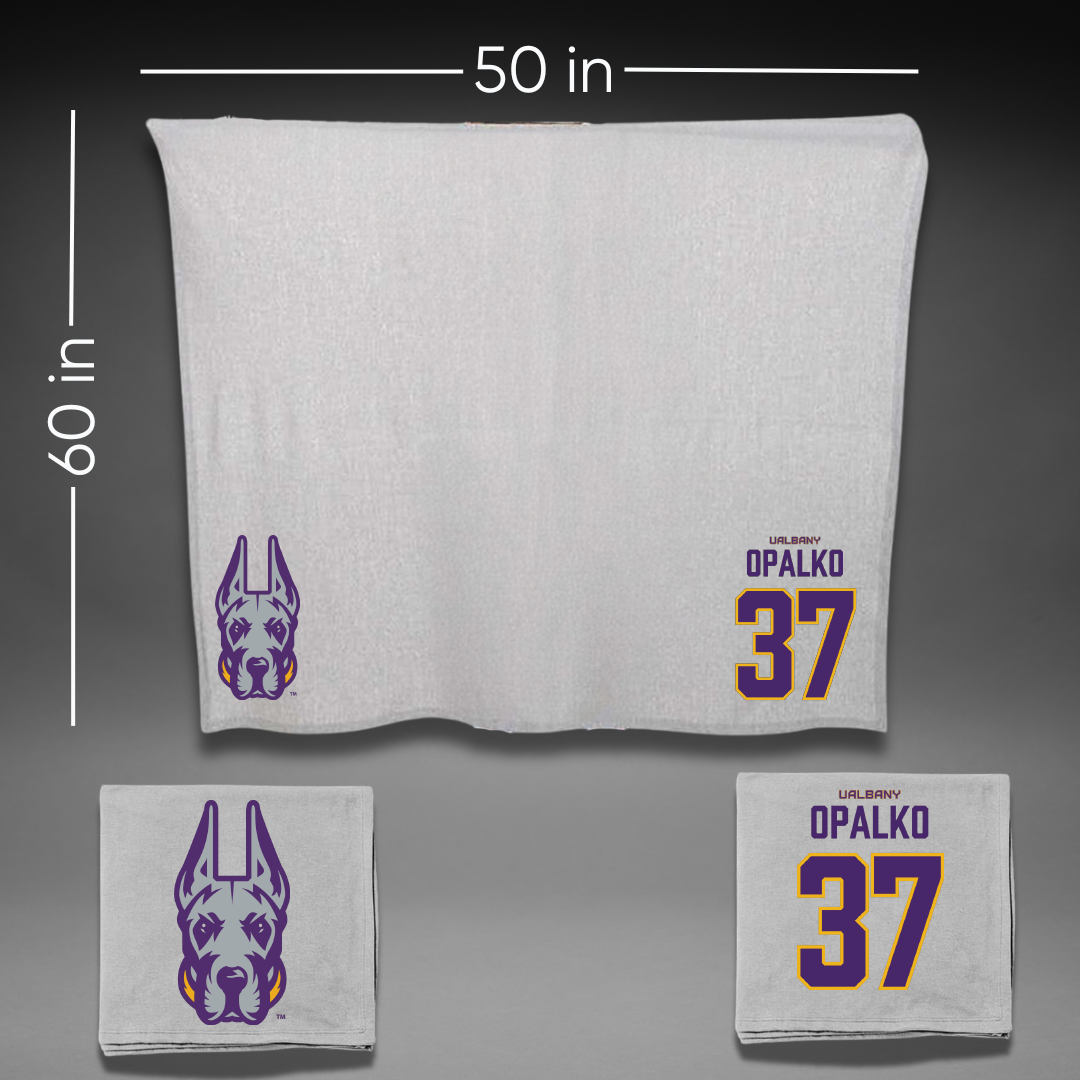 University at Albany Football Gray Blanket - #37 John Opalko