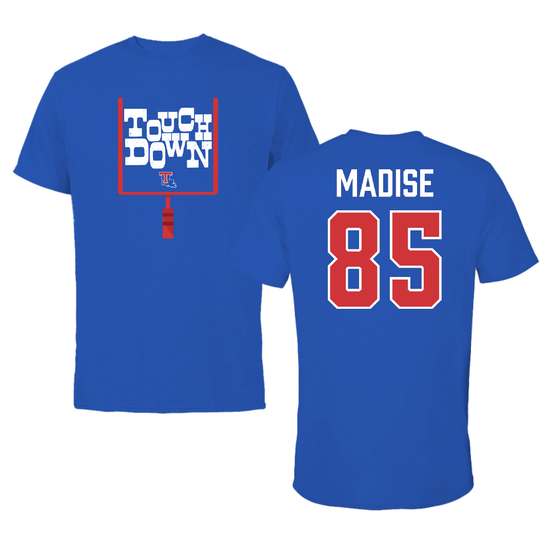 Louisiana Tech University Football Blue Touchdown Performance Tee - #85 Adem Madise