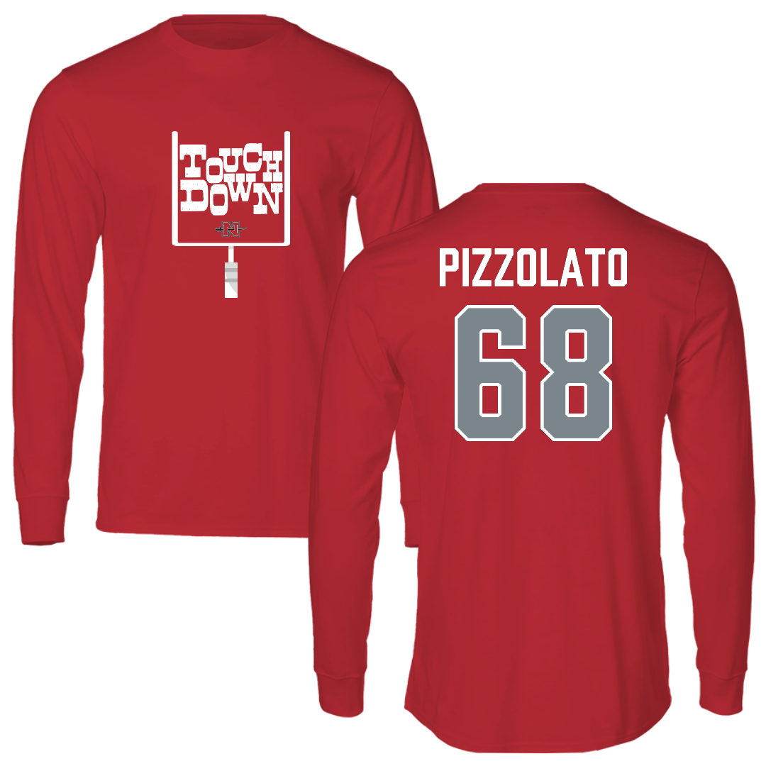 Nicholls State University Football Red Touchdown Performance Long Sleeve - #68 Robbie Pizzolato