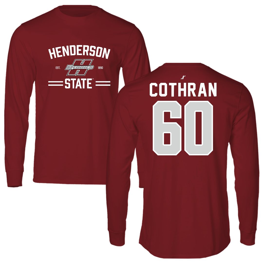 Henderson State University Football Cardinal General Long Sleeve - #60 Isaac Cothran