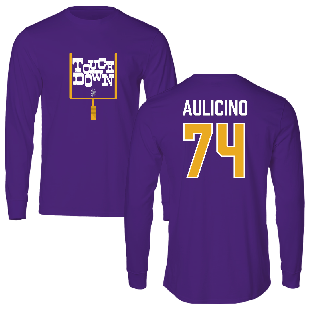 University at Albany Football Purple Touchdown Performance Long Sleeve - #74 Matt Aulicino