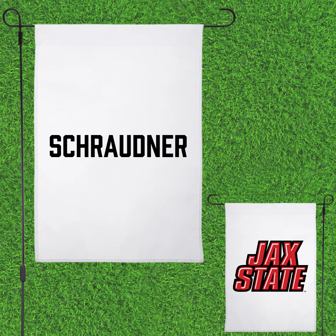 Jacksonville State University TF and XC White Garden Flag - Trinity Schraudner