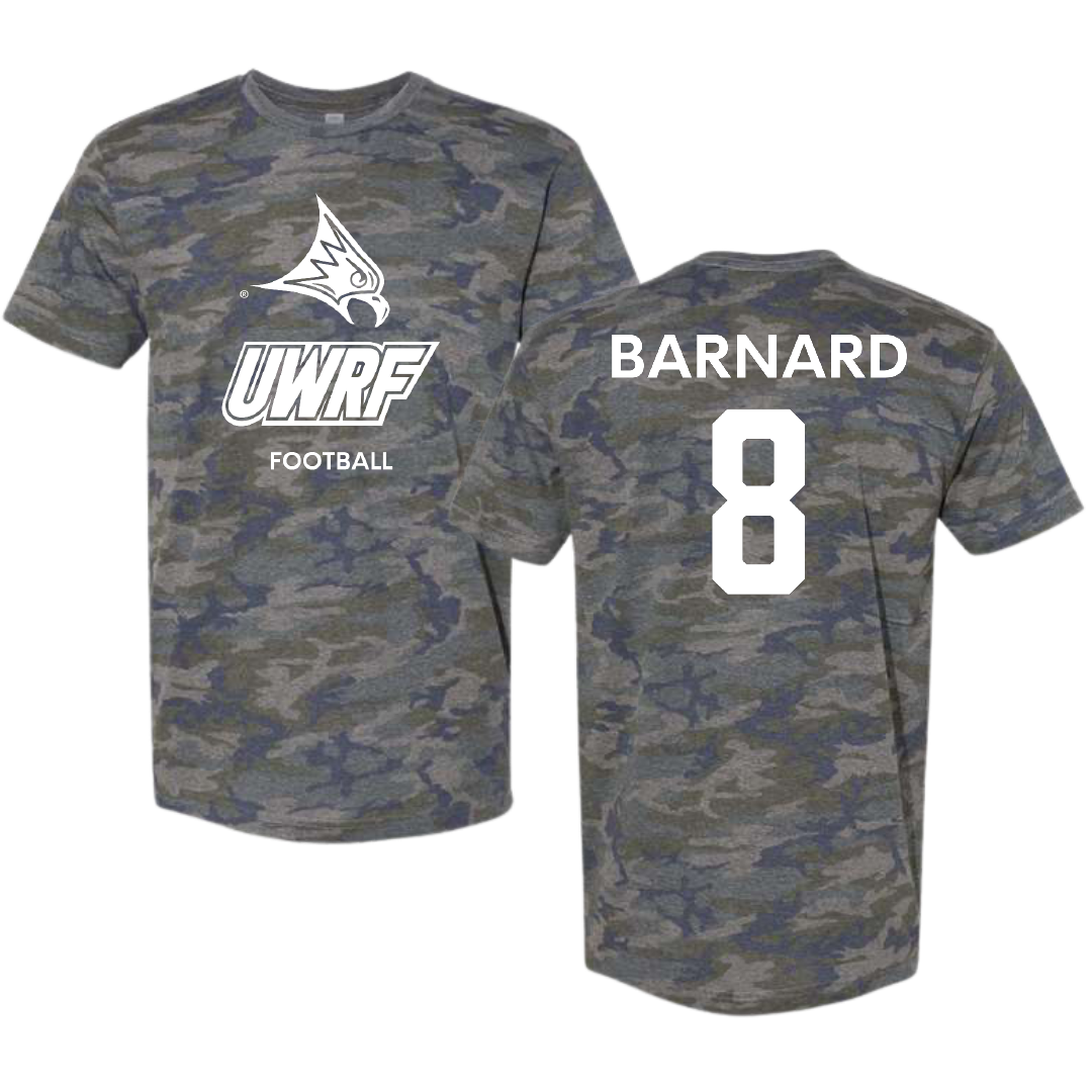 University of Wisconsin-River Falls Football Vintage Camo Tee - #8 Jake Barnard