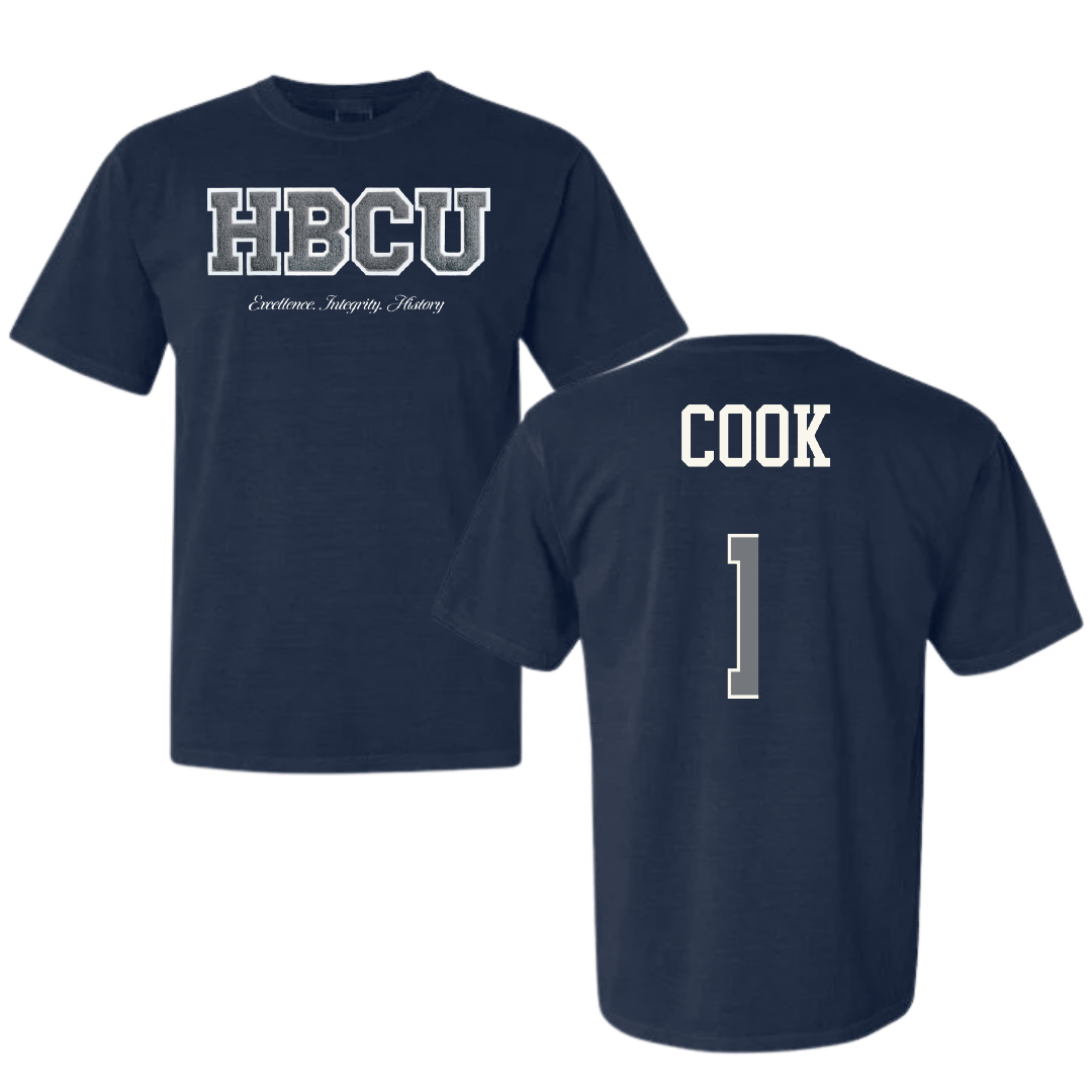 Jackson State University Basketball (M) Navy HBCU Varsity Comfort Colors Tee - #1 Zeke Cook
