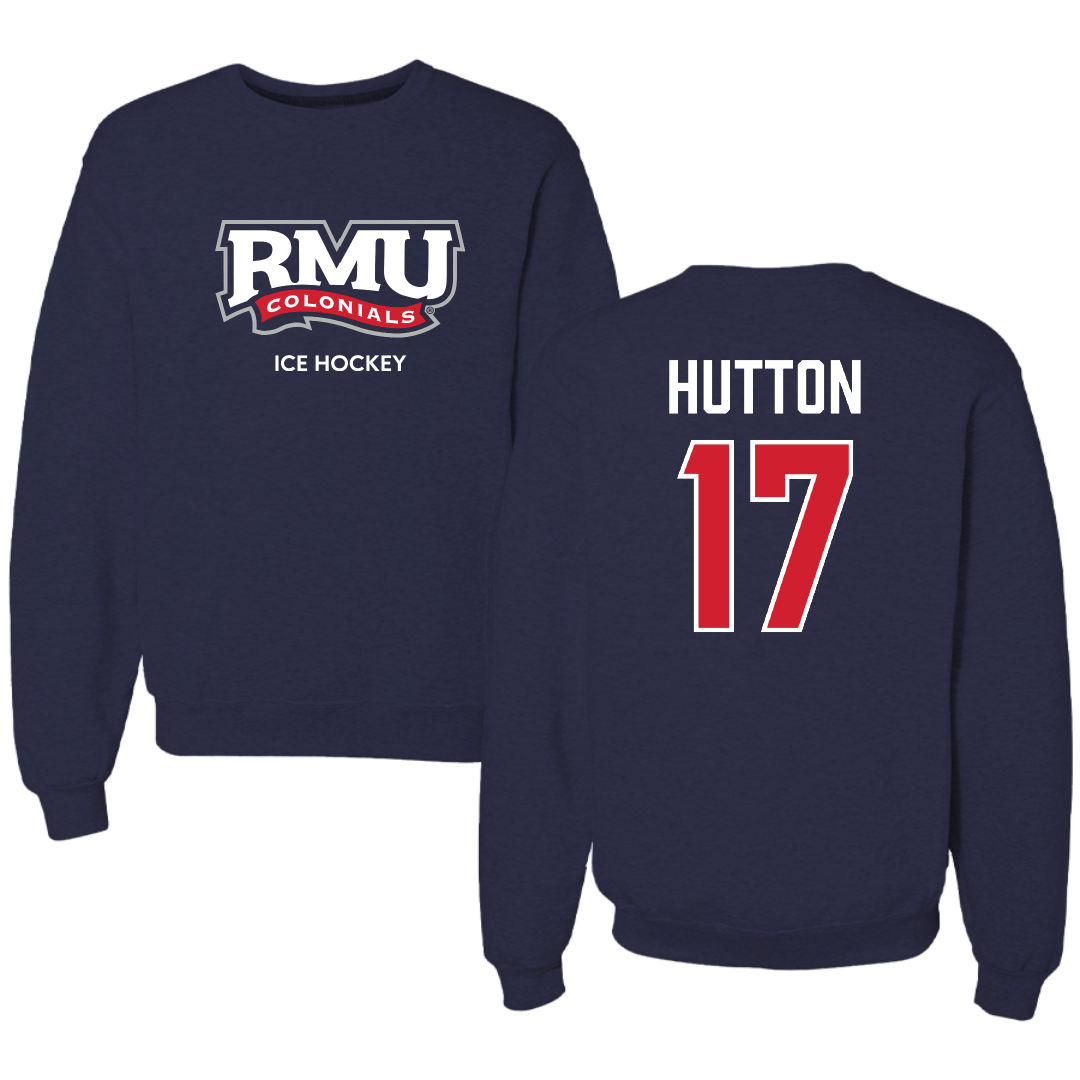 Robert Morris University Ice Hockey (M) Navy RMU Crewneck - #17 Matt Hutton